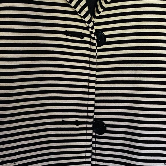 Ann Taylor 3/4 Length Jacket, Navy and White Striped, Size Small - Picture 1 of 4